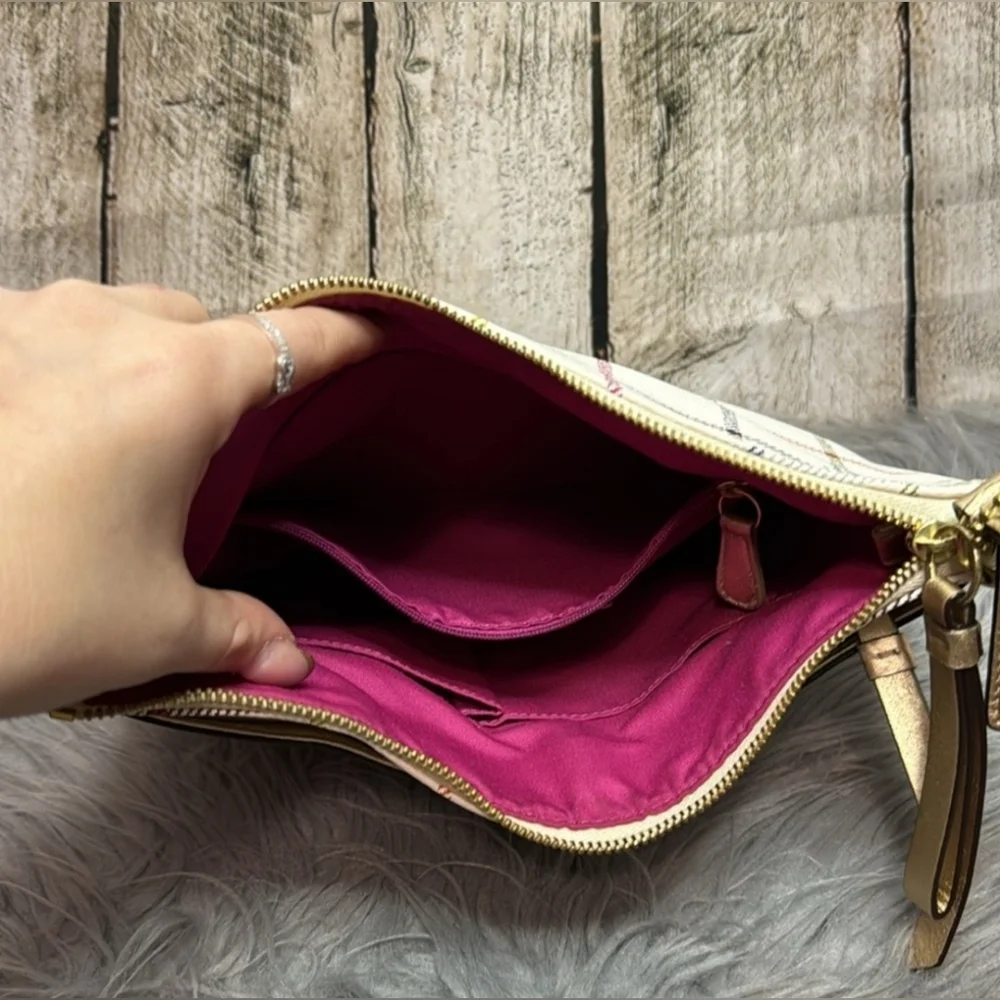 Coach Peyton Tattersal Plaid Rainbow GoldAccent Plaid Messenger Crossbody Bag - Picture 8 of 9